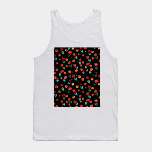 Watercolor tulips pattern - black and orange Tank Top